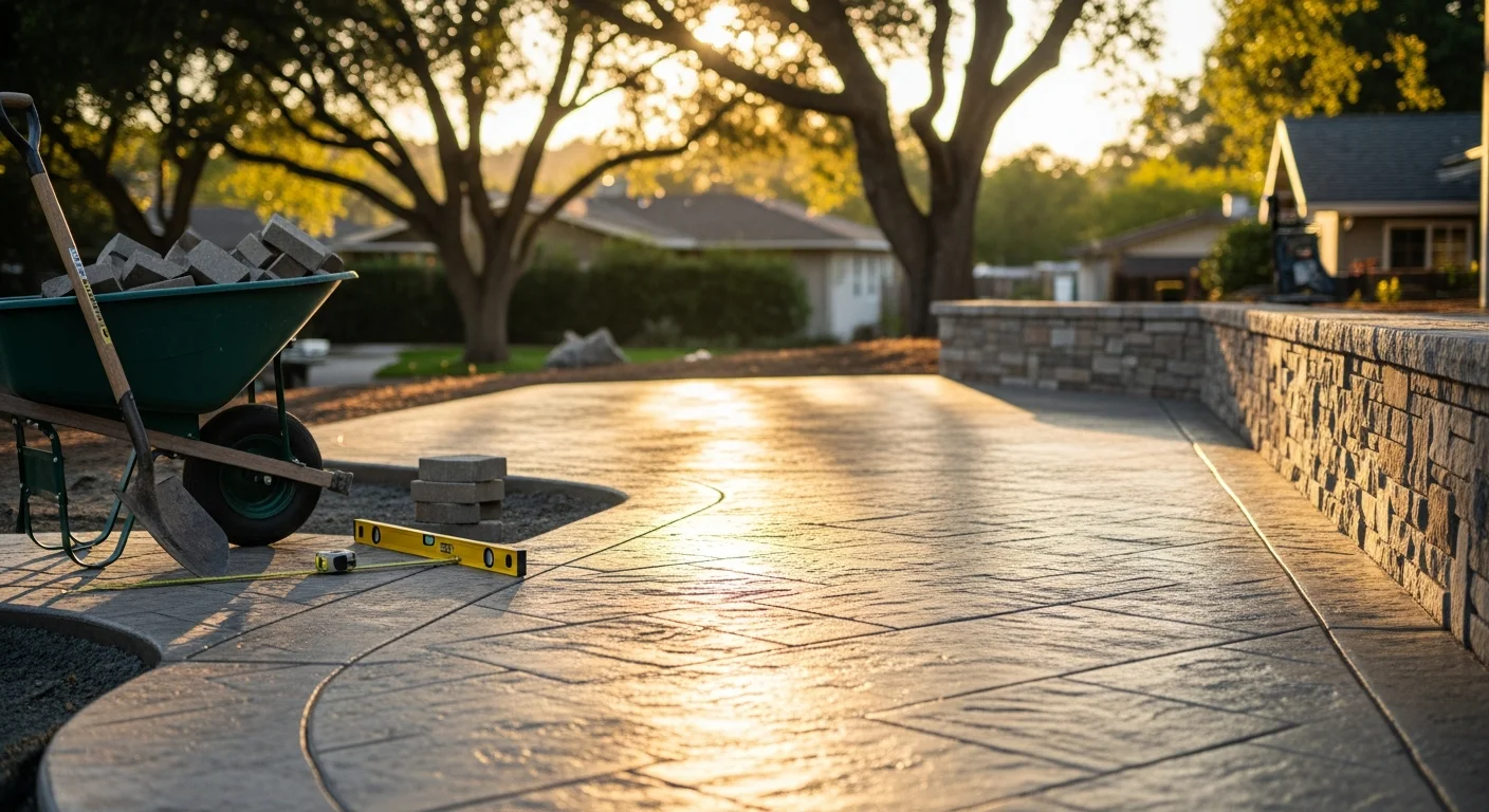 Exterior home remodeling including hardscape and window installation