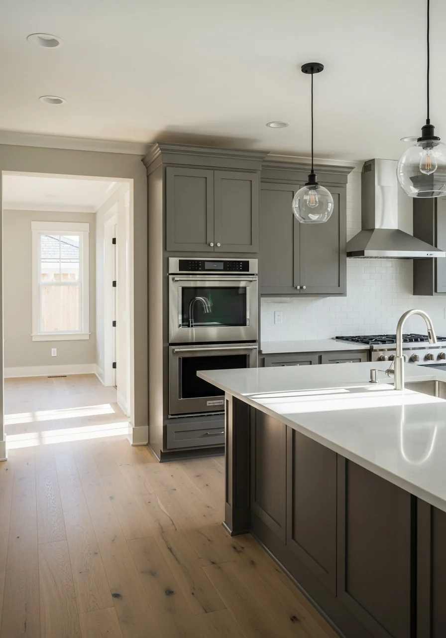 Modern kitchen remodel in Burlingame home with custom cabinetry and countertops