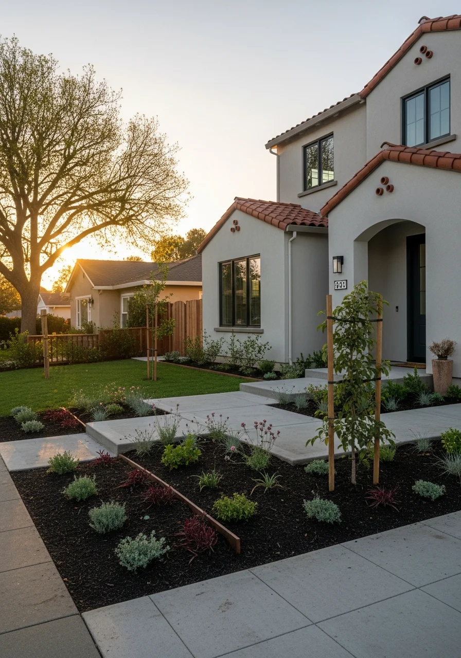 San Jose home's entrance with updated landscaping and modern curb appeal.