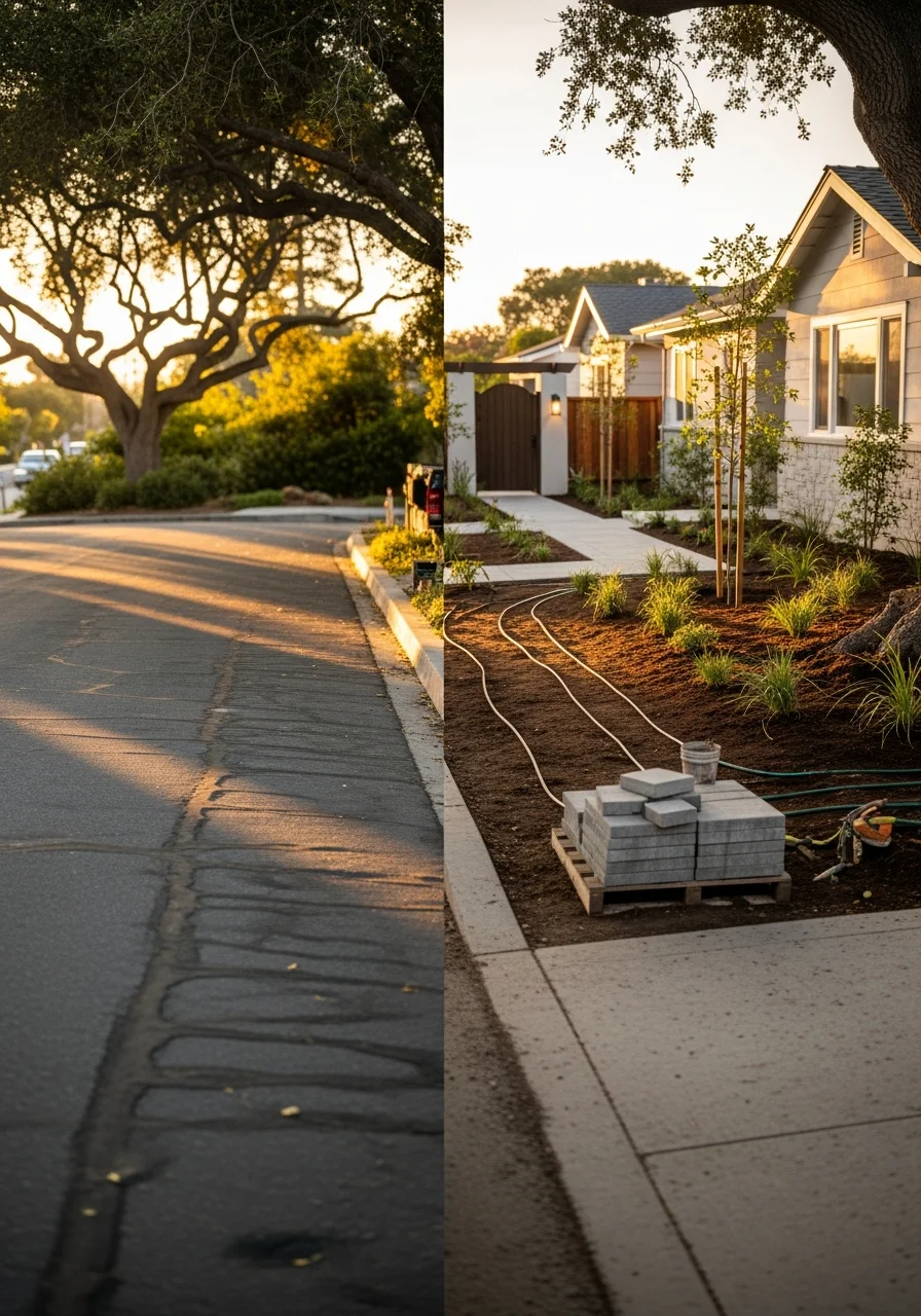 San Mateo home's front facade showing updated landscaping and welcoming entrance.